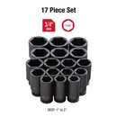 Sunex 4685 3/4" Drive 17 Piece Sae Deep Impact Socket Set