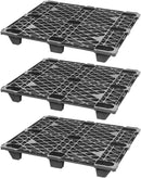 3 Pack Heavy Duty Recycled HDPE Plastic Pallets, 48 x 40 x 5 Inch, 3,500 lb Static Load Capacity