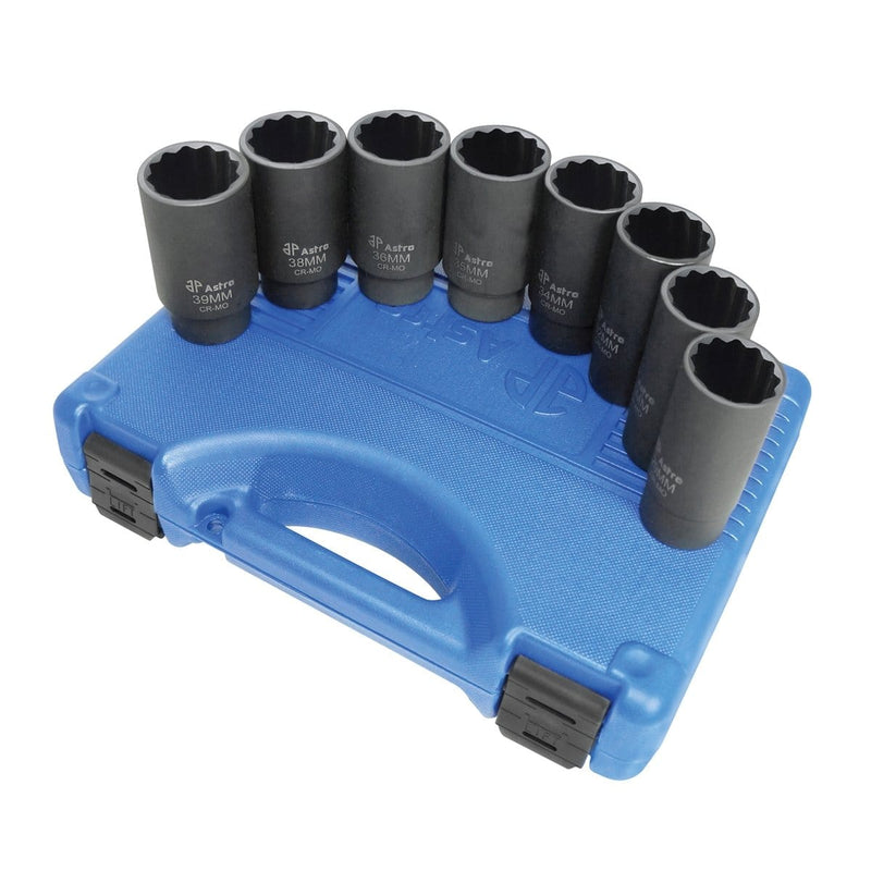 Astro Pneumatic 78868 8Pc 12-Point Axle Nut Socket Set - Pelican Power Tool