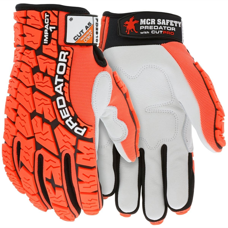 MCR Safety PD2910L Predator Mechanics Gloves Cowskin Leather Palm D3O - Pelican Power Tool