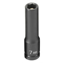 Grey Pneumatic 907MDG 1/4 in. Drive Deep Metric Magnetic Impact Socket - 7mm - Pelican Power Tool