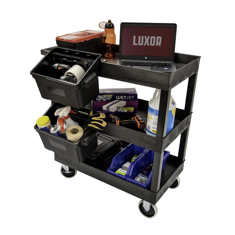 Luxor EC111-B-OUTRIG 32" X 18" Tub Cart - Three Shelves With Outrigger - Pelican Power Tool