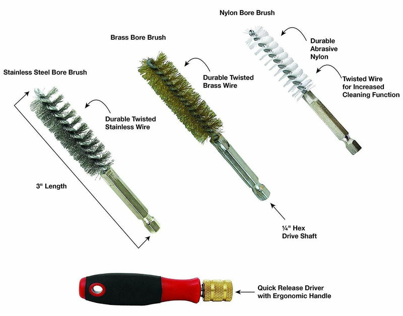 Innovative Products Of America 8001D 36Pc Bore Brush Set W/ 1/4 Driver Handle - Pelican Power Tool