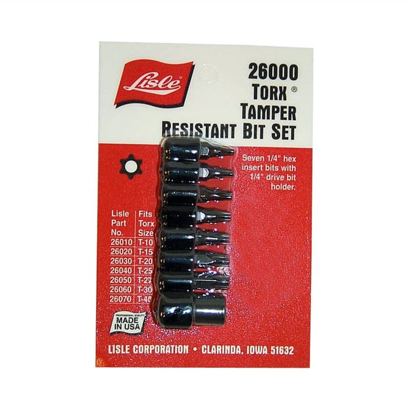 Lisle 26000 Torx Tamperproof Bit Set 8 Pc.1/4In.Dr Holder - Pelican Power Tool