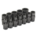 Grey Pneumatic 1212U 3/8" Dr. 12 Pc. 6 Pt. Standard Length Frac. Univ. Set - Pelican Power Tool