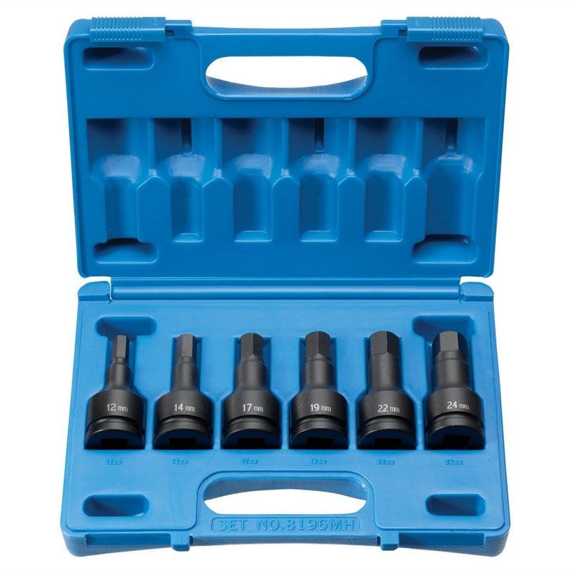 Grey Pneumatic 8196MH 3/4" Drive 6-Piece Hex Driver Metric Set - Pelican Power Tool