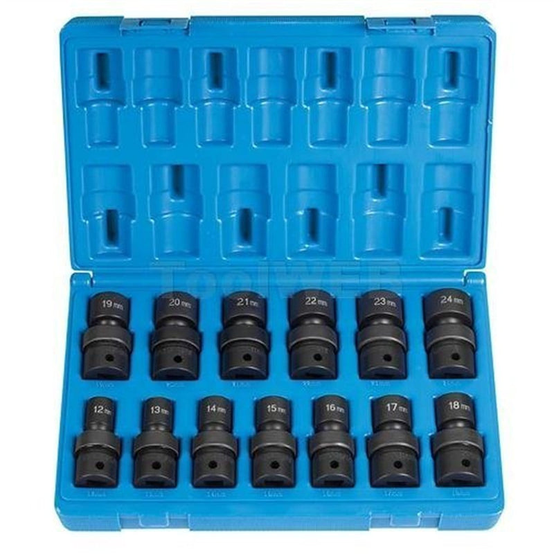 Grey Pneumatic 1713UM 1/2" Dr. 13 Pc. Standard Metric Univ. Set  - 12 Point - Pelican Power Tool