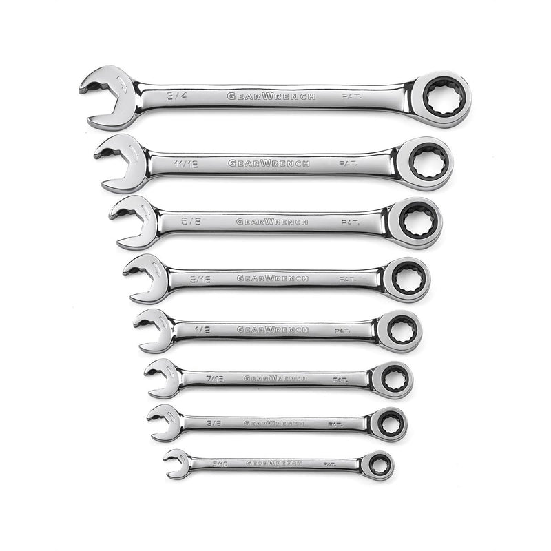 GearWrench 85599 8Pc. Sae Ratcheting Open End Set (Dual Ratcheting) - Pelican Power Tool