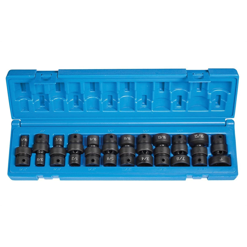 Grey Pneumatic 1612U 3/8" Dr. 12 Pc. 12 Point Std. Fractional Univ. Set - Pelican Power Tool