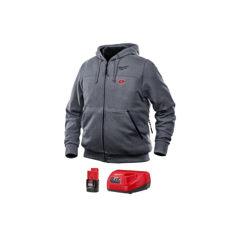 Milwaukee 302G-21S M12 Heated Hoodie Kit, Size Small Gray - Pelican Power Tool