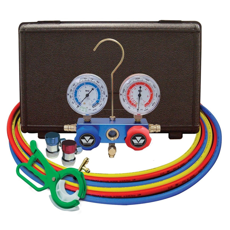 Mastercool 98661-PRO Dual 134A/R-12 Aluminum Gauge Set/Free 85530 - Pelican Power Tool