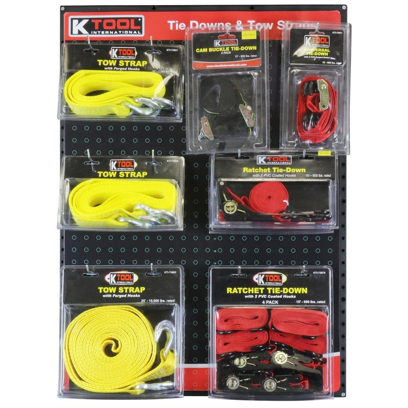 K Tool International KTI-0822 Tie Downs And Tow Straps Display Board By Kti - Pelican Power Tool