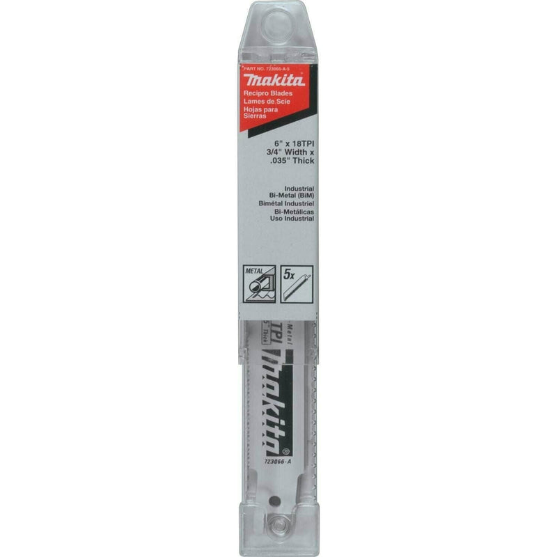 Makita 723066-A-5 6" Metal Cutting Recipro Saw Blade, 18Tpi, 5/Pk - Pelican Power Tool