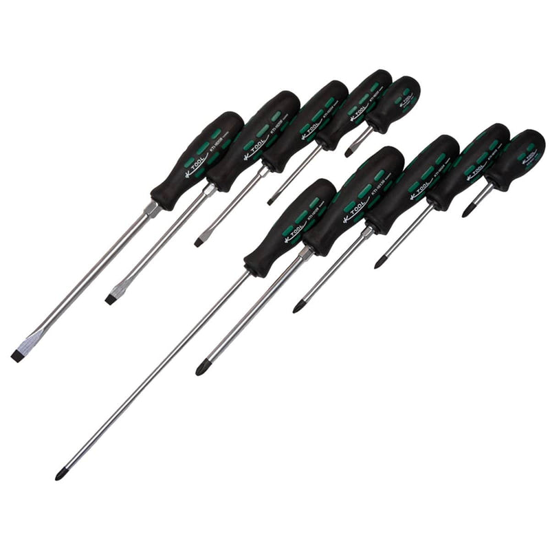 K Tool International KTI-16000 10-Piece Professional Screwdriver Set With Triangu - Pelican Power Tool