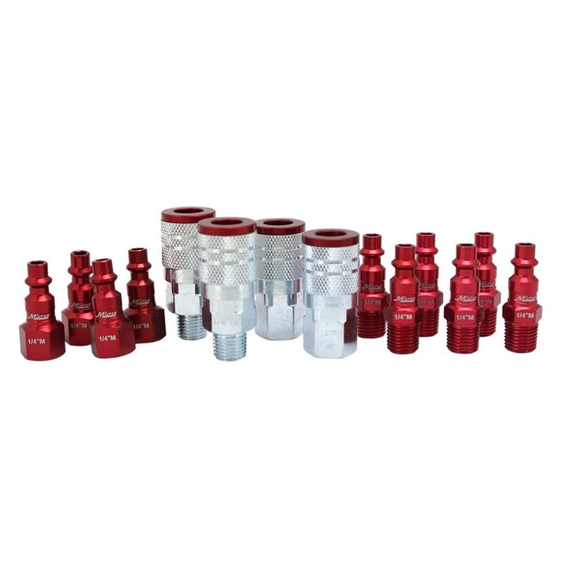 Milton Industries S-314MKIT 14 Pc. Colorfit Set, M-Style Red, 1/4" - Pelican Power Tool