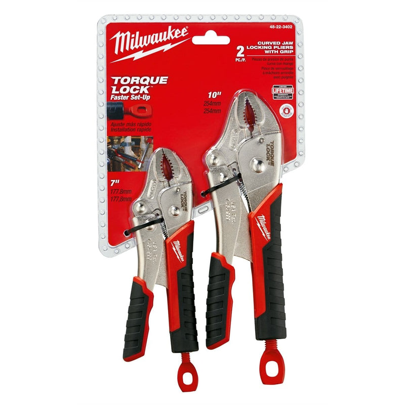 Milwaukee 48-22-3402 2-Pc Torque Lock Curved Jaw Locking Pliers Durable Grip Set - Pelican Power Tool