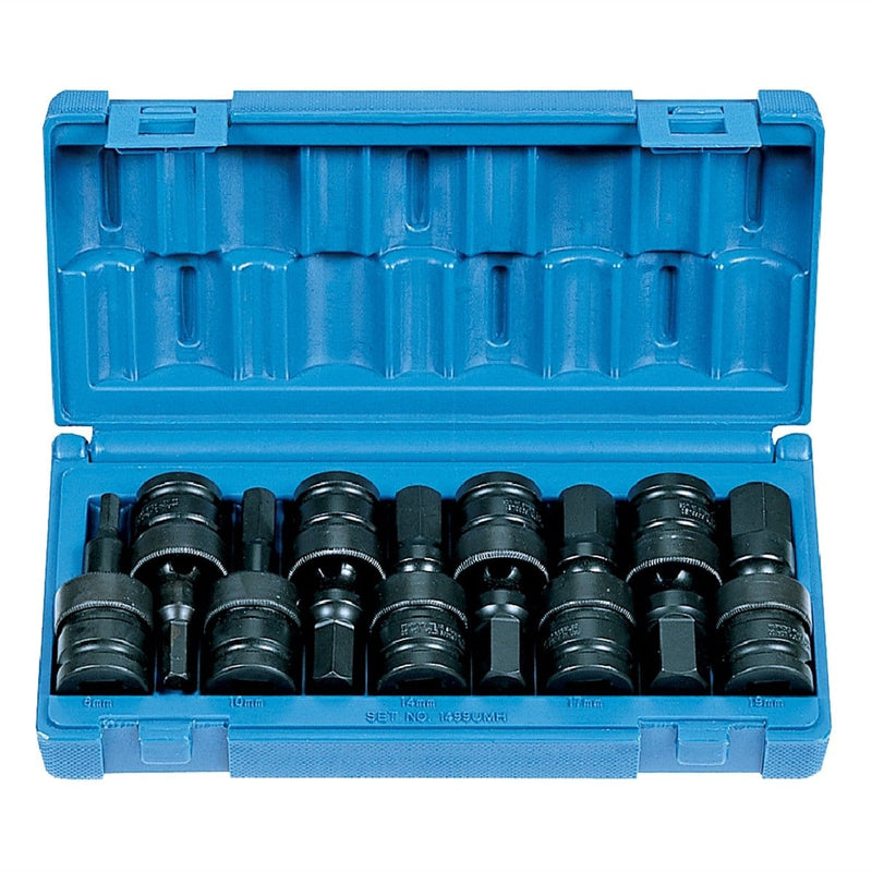 Grey Pneumatic 1499UMH 1/2" Drive 9 Piece Metric Universal Hex Driver Set - Pelican Power Tool