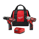Milwaukee 2494-22 M12 Cordless Drill/Driver Hex Imp 2-Pc (1) Batt Kit - Pelican Power Tool