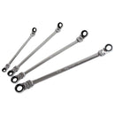 K Tool International KTI-43100 4Pc Sae Xl Dbl Box Rat Flex Rev Spline Wrench Set - Pelican Power Tool
