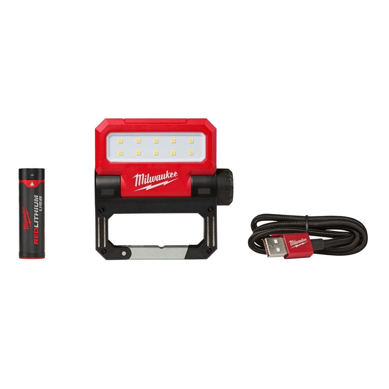 Milwaukee 2114-21 Usb Rechargeable Rover Pivoting Flood Light (1) Redlith Batt Kit - Pelican Power Tool