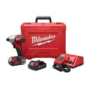 Milwaukee 2656-22CT M18 1/4" Hex Imp Driver (2) Batt Kit - Pelican Power Tool