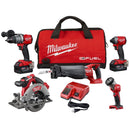 Milwaukee 2997-25 M18 Fuel 5-Pc Combo Sawzall/ Circular Sahammer Drill/ Hex Imp/ Light (2) Xc Batt Kit - Pelican Power Tool
