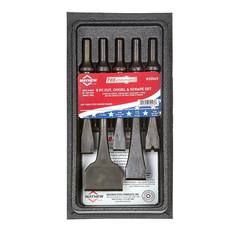 Mayhew 32023 5-Pc Pneu Cut Chisel Scrape Set - Pelican Power Tool