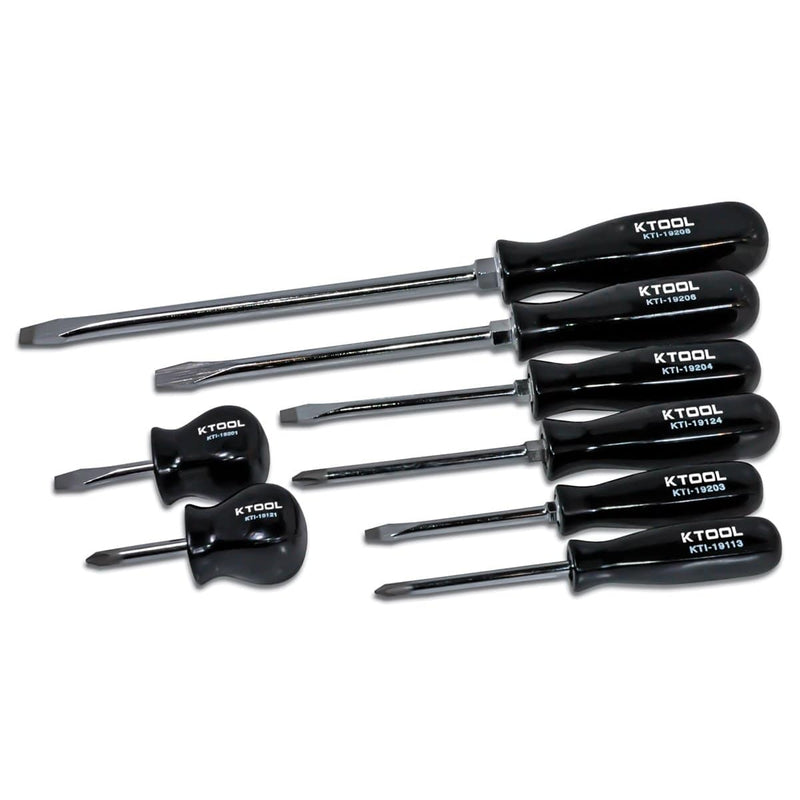 K Tool International KTI-19000 8-Piece Black Phillips And Slotted Screwdriver Set - Pelican Power Tool