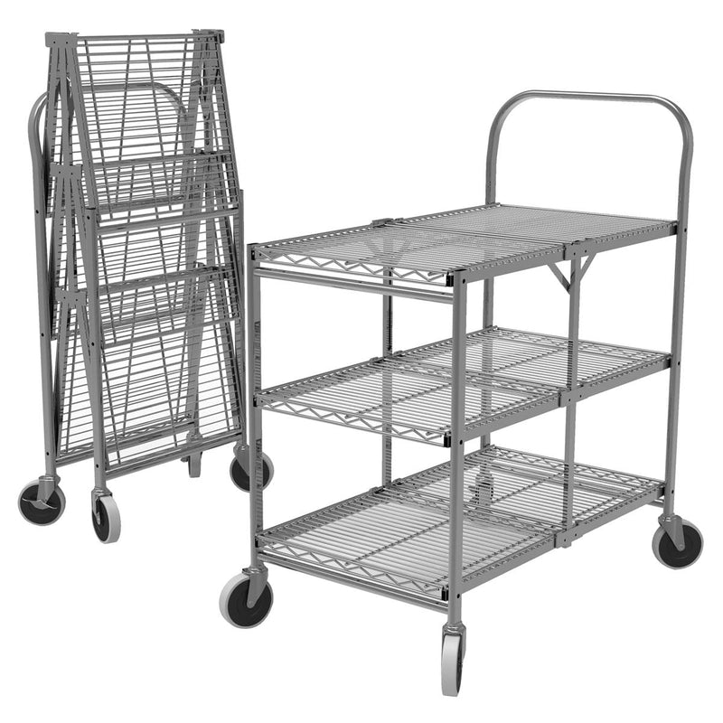 Luxor WSCC-3 Three-Shelf Collapsible Wire Utility Cart - Pelican Power Tool