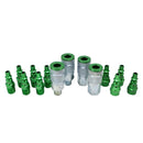 Milton Industries S-314AKIT 14 Pc. Colorfit Set, A-Style Green, 1/4" - Pelican Power Tool