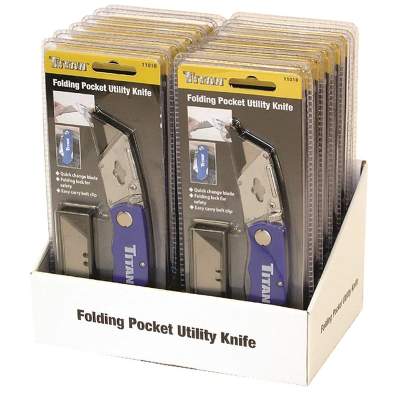 Titan 11018-12 12-Pc Folding Pocket Utility Knife D - Pelican Power Tool