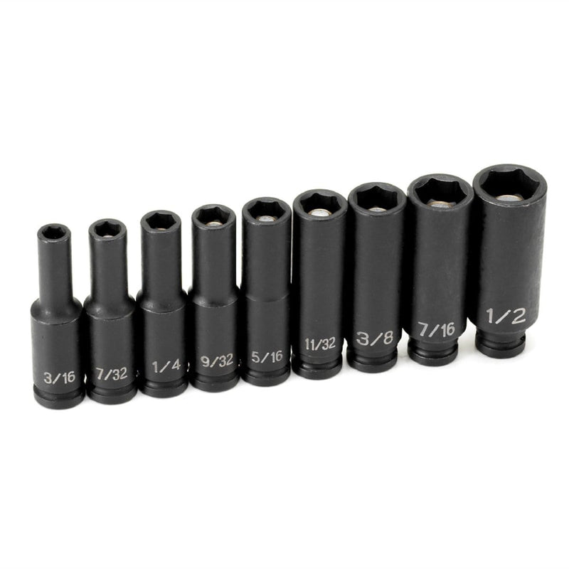 Grey Pneumatic 9709DG 1/4" Drive 9 pc. Deep Magnetic Impact Socket Set - Pelican Power Tool