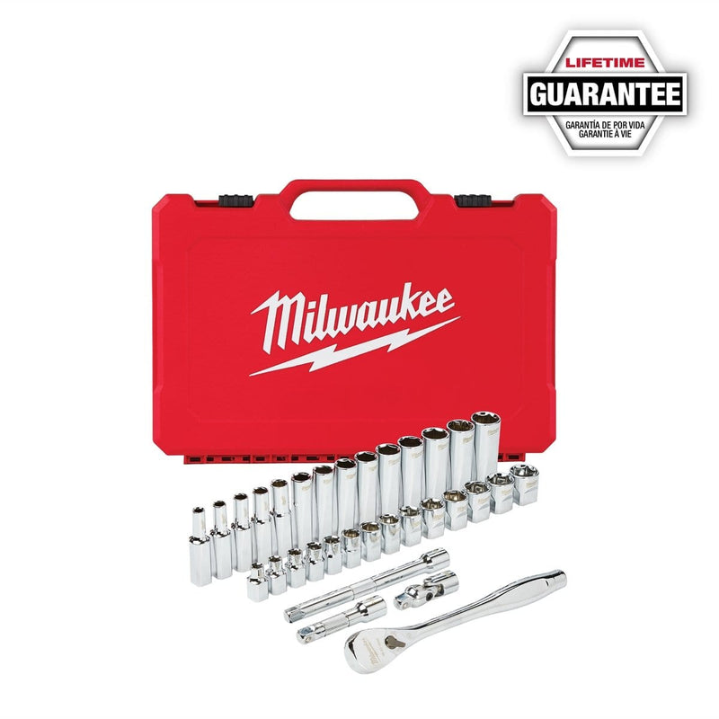 Milwaukee 48-22-9508 3/8" Drive 32Pc Ratchet & Socket Set - Metric - Pelican Power Tool