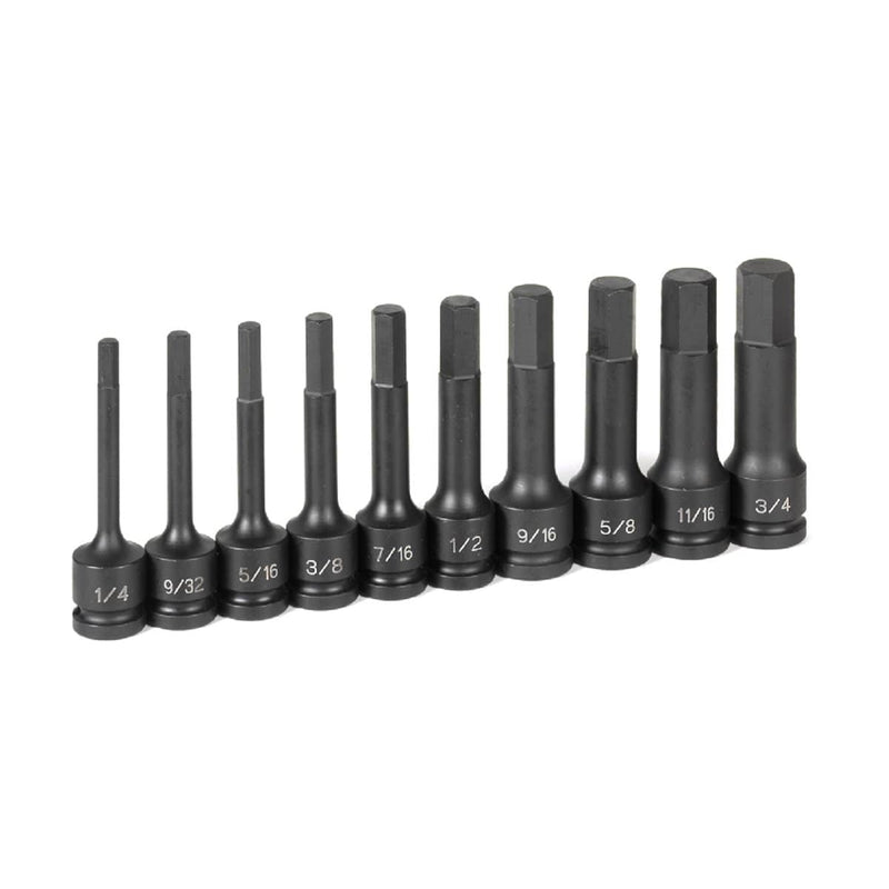 Grey Pneumatic 1340H 1/2" Drive 10 Pc. 4" Length Fractional Hex Driver Set - Pelican Power Tool