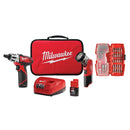 Milwaukee 2482-22 M12 Screwdriver Led Worklight, 40-Pc Bit Set, (2) 1.5 Ah Batt Bag - Pelican Power Tool