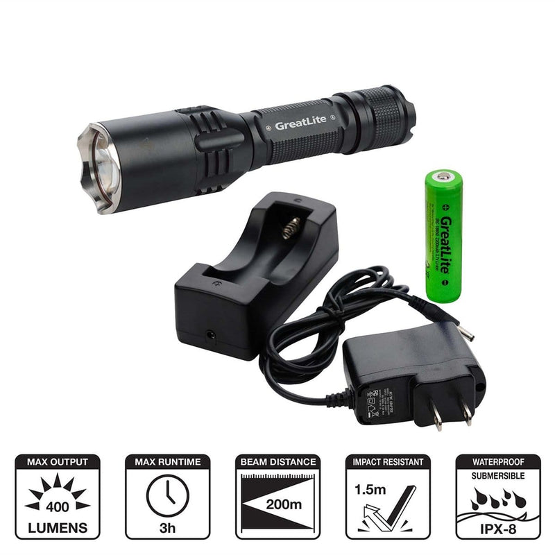 Great Neck Tools EXPE67-E02 400 Lumen Anodized Aluminum Flashlight - Pelican Power Tool