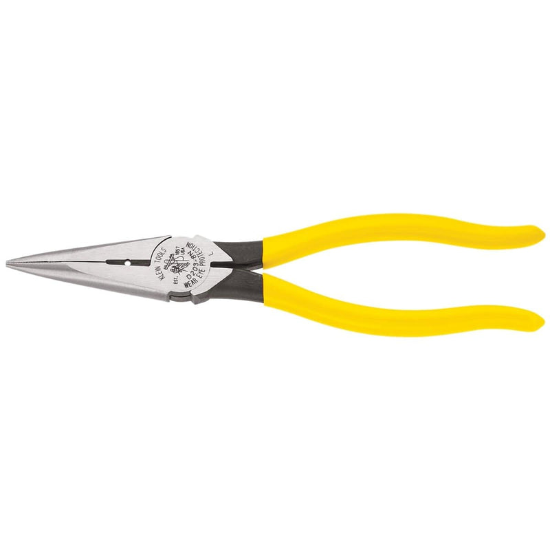 Klein Tools D203-8N Long-Nose Pliers Hd Side Cutters/Skinning Hole 8-5/16" - Pelican Power Tool