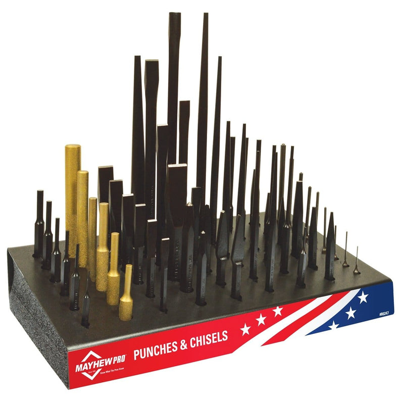 Mayhew 80247 57-Pc Punch And Chisel Display - Pelican Power Tool