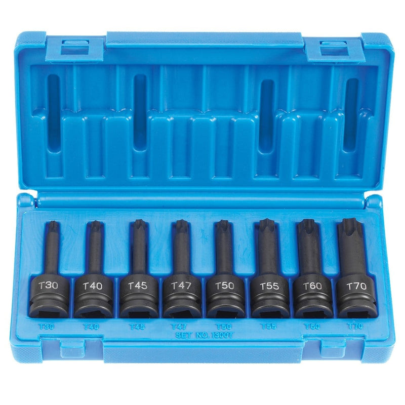Grey Pneumatic 1300T 1/2" Drive 8-Piece Internal Star Impact Driver Set - Pelican Power Tool