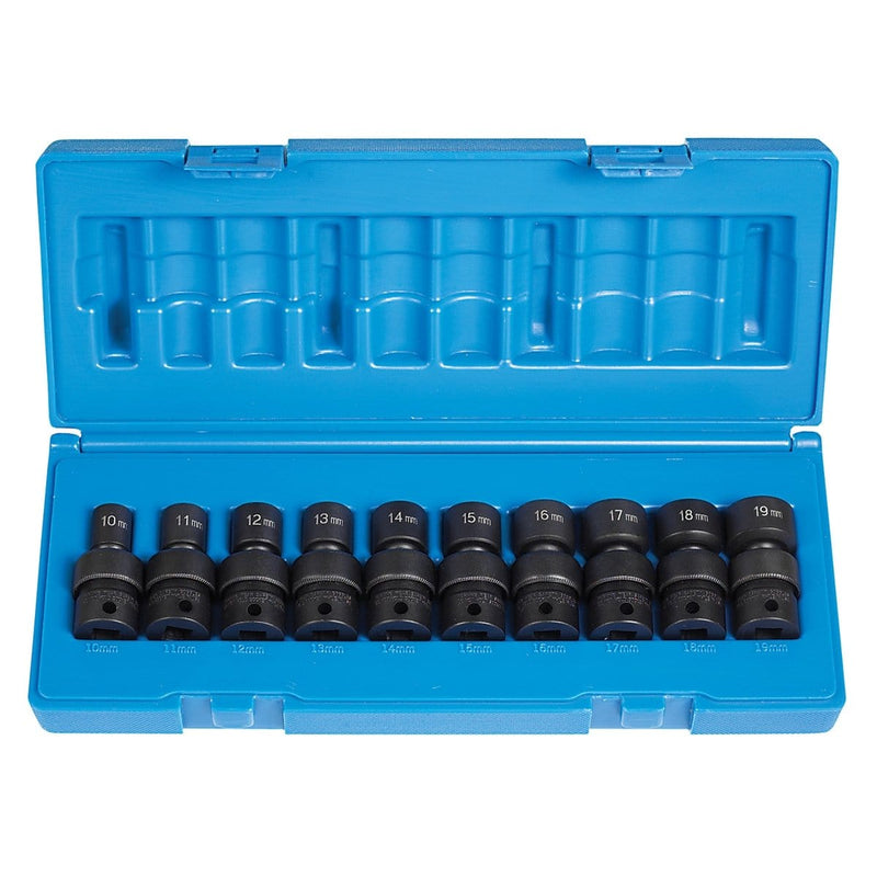 Grey Pneumatic 1610UM 3/8" Dr. 10 Pc. 12 Point Std.Length Metric Univ. Set - Pelican Power Tool