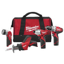 Milwaukee 2498-24 4-Pc M12 Cordless Driver Saw Combo Kit - Pelican Power Tool