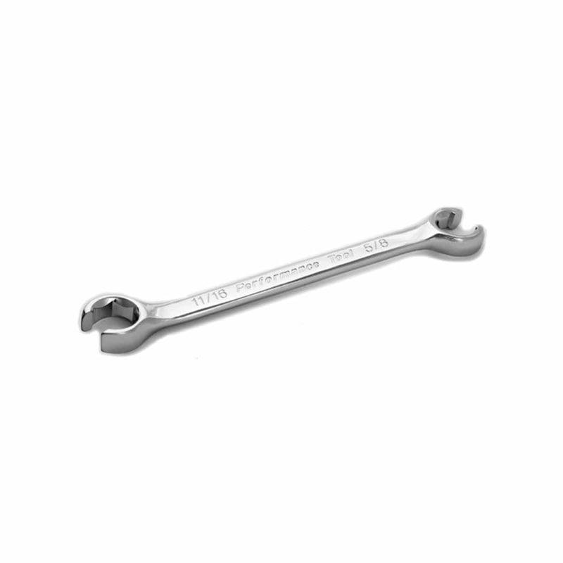 Wilmar Corp. / Performance Tool W30404 Chrome Flare Nut Wrench, 5/8" x 11/16", Fully Polished, 7-3/4" Long - Pelican Power Tool