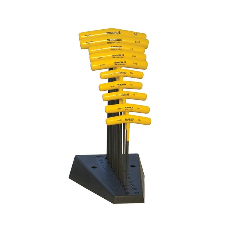 Bondhus Corp. 13190 Ballend T-Handle Set W/Stand Sizes 3/32-3/8" - Pelican Power Tool