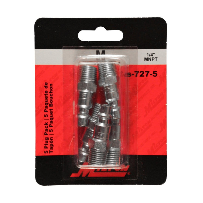 Milton Industries s-727-5 1/4" Male Plug M-Style - 5 Pack - Pelican Power Tool