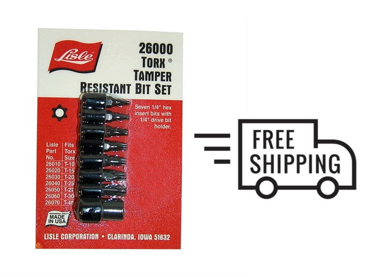 Lisle 26000 Torx Tamperproof Bit Set 8 Pc.1/4In.Dr Holder - Pelican Power Tool