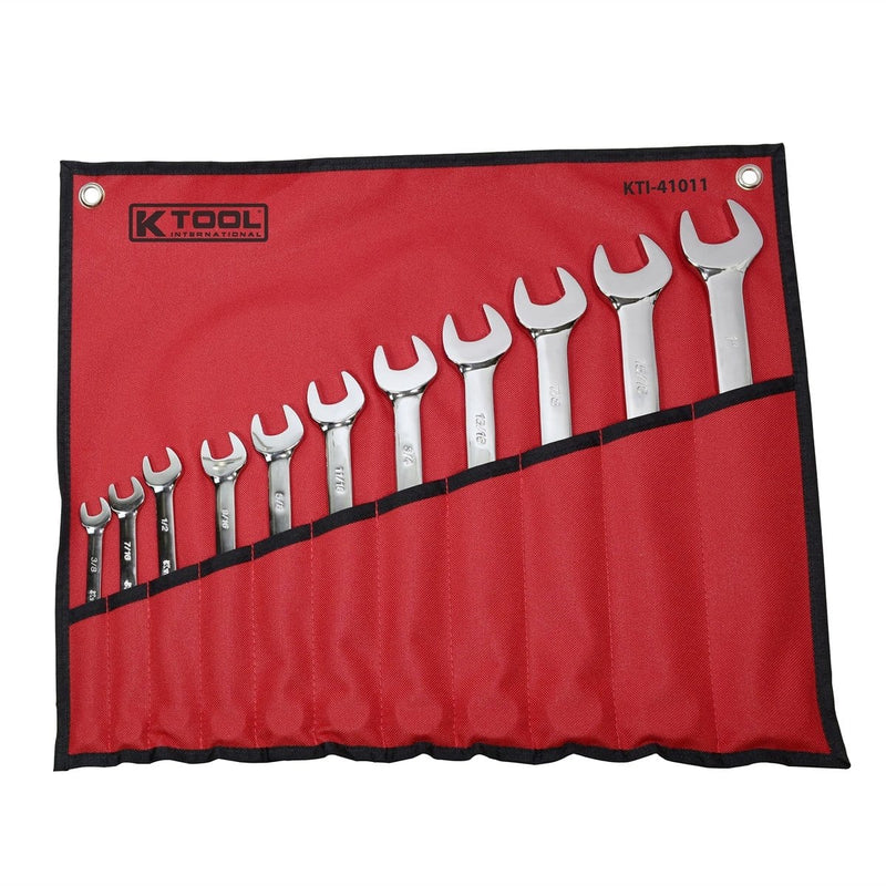 K Tool International KTI-41011 Wrench Set Combination 11 Pc Sae Kit Bag - Pelican Power Tool