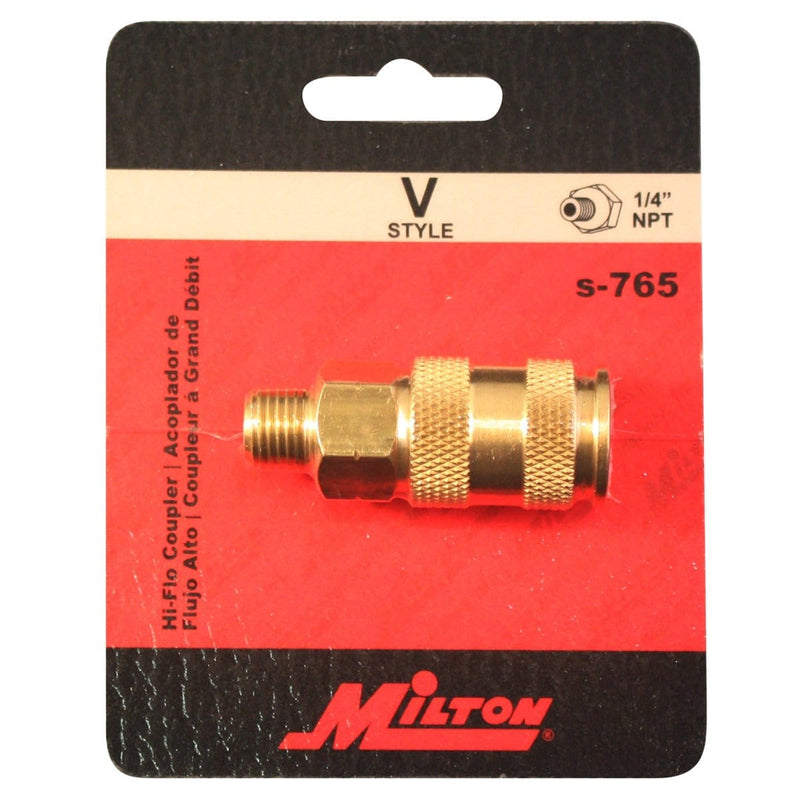 Milton Industries s-765 Hi-Flo V-Style 'A,M,V' 1/4" Mnpt Brass B - Pelican Power Tool