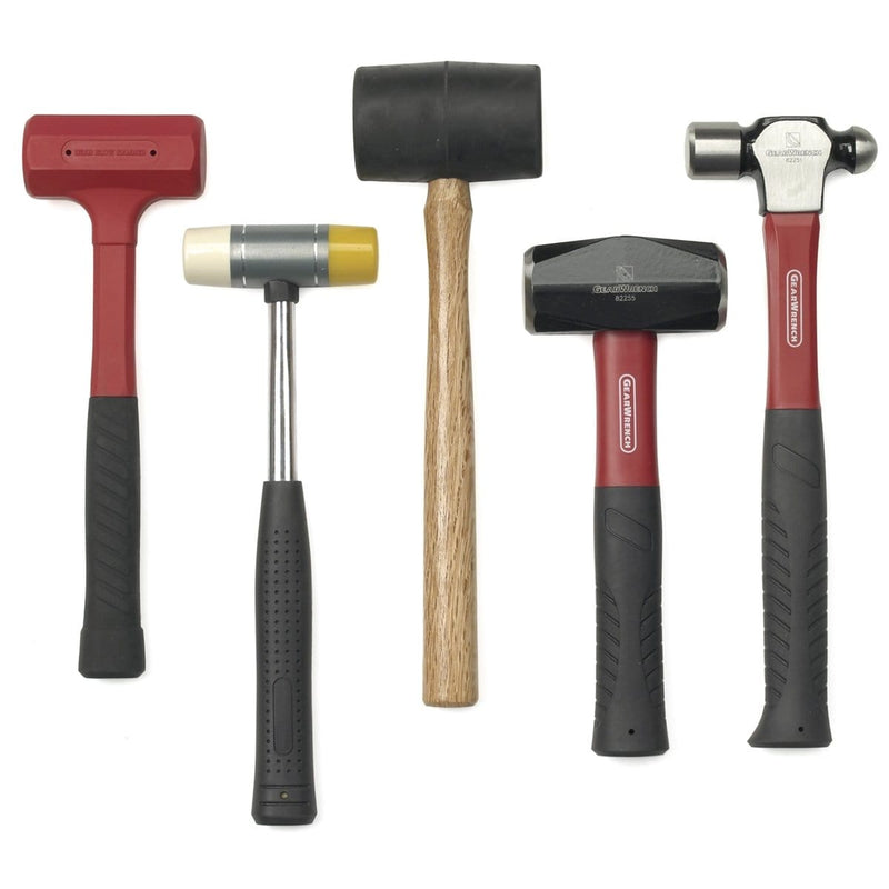 GearWrench 82303 5-Pc Hammer Set Balkl Pein Soft Face Mallet - Pelican Power Tool