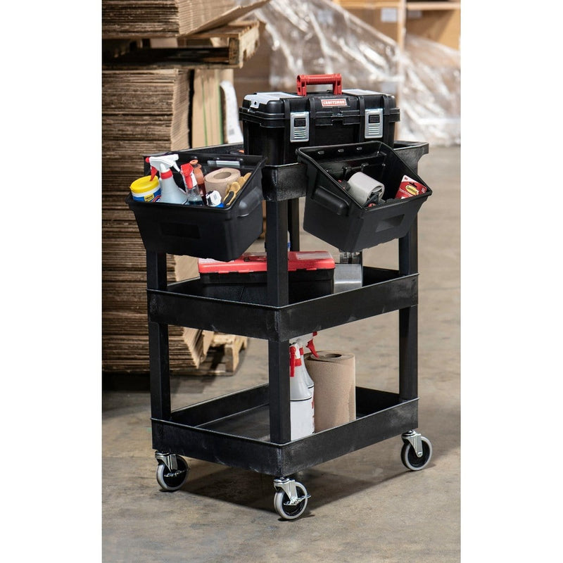 Luxor SEC111-B-OUTRIG 24 X 18 Plastic Utility Tub Cart With Two Bins - Pelican Power Tool