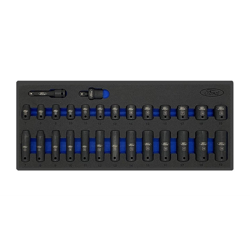 K Tool International JM-3828S 28Pc 3/8 Dr 6 Pt Std & Dp Metric Socket Set Ford - Pelican Power Tool